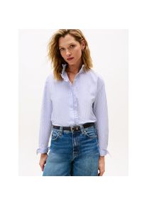 Tommy Hilfiger, Unisex, R&uuml;schenbluse &raquo;POPLIN RUFFLE SHIRT&laquo; mit R&uuml;schen Detail, hugh stp, blau, 46, Bluse von Tommy Hilfiger Womanswear