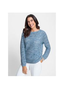 Inspirationen, Unisex, Ajourpullover &raquo;Pullover&laquo;, ecru, aqua, meliert, 44, Ajourmuster allover