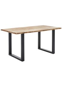 Mid.you Esstisch , Akaziefarben , Holz, Metall , Akazie , vollmassiv , rechteckig , U-Form , 90x76x180 cm , FSC , Esszimmer, Esstische, Esstische