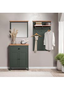 Home Affaire, Home Affaire Garderoben-Set &raquo;Vienna&laquo; 3 Stk. tlg., tannengr&uuml;n, eiche, B/H/T: 169 cm cm x 197 cm cm x 38 cm cm