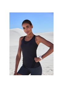 active by Lascana Lascana Active, Unisex, LASCANA ACTIVE Sporttop mit Mesh-Einsatz und gekreuzte Tr&auml;ger im R&uuml;cken, schwarz, L (44/46), Performance Top mit Mesh-