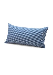 Leinenweberei Vieb&ouml;ck Kopfkissenbezug Bauernkaro Blau-Wei&szlig; 40 &times; 80 cm