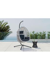 Ambia Garden H&auml;ngesessel , Grau, Dunkelgrau , Metall, Kunststoff, Textil , F&uuml;llung: Polyester,Polyester , 94x111x68 cm , Gartenm&ouml;bel, H&auml;ngesessel