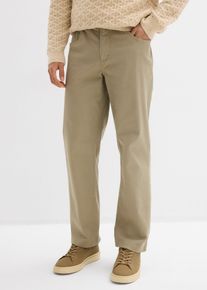 Relaxed Fit Stretch-Hose mit Komfortbund Straight in gr&uuml;n, Gr&ouml;sse 60, 98% Baumwolle, bonprix