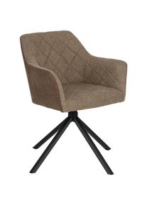 Mid.you Armlehnstuhl , Schwarz, Beige , Metall, Textil , Drehkreuz , 56x81x60.5 cm , Sitzfl&auml;che 360&deg; drehbar , Esszimmer, St&uuml;hle, Polsterst&uuml;hle