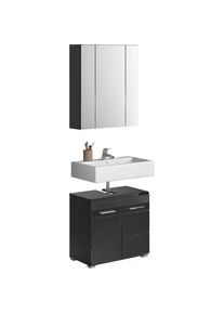 Home Affaire, Home Affaire Badm&ouml;bel-Set &raquo;Malm&ouml;, 2 teilig, bestehend aus: Waschbeckenunterschrank, Spiegel&laquo; 2 Stk. tlg., schwarz, B/H/T: 60 cm cm x 182