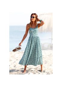 Vivance, Unisex, Midikleid mit Bl&uuml;mchendruck, luftiges Sommerkleid, Strandkleid, gr&uuml;n, bedruckt, 36, N-Gr, Breite Tr&auml;ger