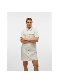 V&eacute;ro Moda Vero Moda, Unisex, Jeanskleid &raquo;VMJENNIE SS SHORT DENIM DRESS NOOS&laquo; Brusttaschen, cloud dancer, XL, N-Gr, Modisches Jeanskleid mit pflegeleichter 