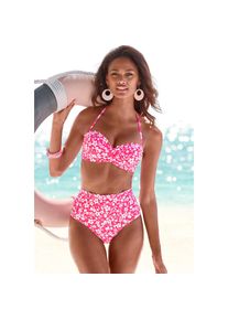 Vivance, Unisex, B&uuml;gel-Bandeau-Bikini-Top &raquo;Leni&laquo; mit gelaserter Wellenkante, neonpink, wei&szlig;, 34, Cup B, Modischer Bl&uuml;mchen-Druck