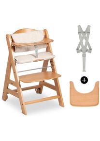 hauck, Hochstuhl &raquo;Beta+&laquo; () mit Holzr&auml;dern; FSC - sch&uuml;tzt Wald, natural, natur, Kunststoff, Massivholz, Polyester, Stahl, B/H/T: 48 cm x 79 cm x 58 cm