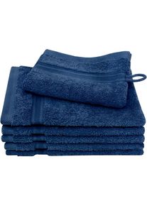 Dyckhoff, Waschhandschuh &raquo;Siena&laquo; mit Bord&uuml;re, tintenblau, Frottier, B/L: 16 cm x 21 cm