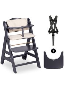 hauck, Hochstuhl &raquo;Beta+&laquo; () mit Holzr&auml;dern; FSC - sch&uuml;tzt Wald, dunkelgrau, natur, Kunststoff, Massivholz, Polyester, Stahl, B/H/T: 48 cm x 79 cm x 58