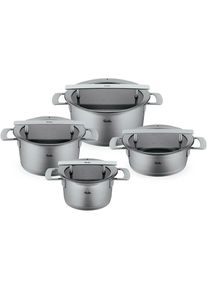Fissler, Topf-Set &raquo;Phi Collection&laquo; Set, Kochtopf 16/20/24cm; Bratentopf 20cm, 4 Stk. tlg. Edelstahl 18/10, silberfarben