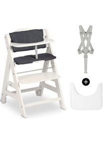 hauck, Hochstuhl &raquo;Beta+&laquo; () mit Holzr&auml;dern; FSC - sch&uuml;tzt Wald, wei&szlig;, anthrazit, Kunststoff, Massivholz, Polyester, Stahl, B/H/T: 48 cm x 79 cm x 58 