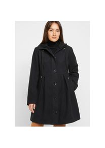 bonprix, Unisex, bonprix Wintermantel &raquo;Mantel mit Kapuze und Bundfalten, A-Linie&laquo; aus Polyester, Viskose und Elasthan, mit Polyesterfutter, schwarz, 
