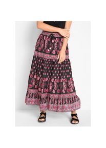 bonprix, Unisex, bonprix Maxirock aus Baumwolle, A-Linie Passform, mit individuellem Print, schwarz bedruckt, 44, Maxirock aus Baumwolle mit 