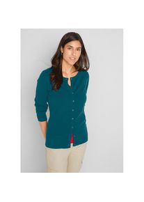 bonprix, Unisex, bonprix Strickjacke gerade Passform, unifarben, aus Baumwollmischung, mit Knopfleiste, dunkelgr&uuml;n, 36/38 (S), Strickjacke als 