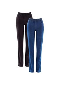 bonprix, Unisex, bonprix Stretch-Hose mit elastischem Gummibund, Regular Fit, schmale Beinform, blau denim, schwarz, 52, N-Gr, Stretch-Hose im 