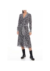 Replay Blusenkleid, mit Animal-Print, in leichter Chiffonqualit&auml;t schwarz-wei&szlig; M N-Gr schwarz-wei&szlig; gemustert Midi-Kleid mit Animal-Print von Replay