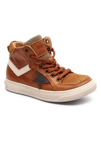 bisgaard Schn&uuml;rstiefel &raquo;isak&laquo;, mit kontrastfarbener Laufsohle braun 31 cognac Cooler Boots mit Rei&szlig;verschluss und Schn&uuml;rung