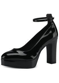 Tamaris Spangenpumps, mit Fesselriemchen schwarz 35 schwarz-gl&auml;nzend Auff&auml;lliger Pumps im gl&auml;nzenden Look