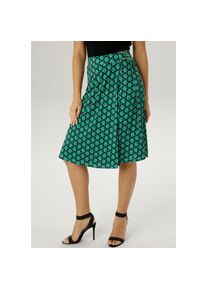 Aniston SELECTED Wickelrock, mit modischer Schnalle gr&uuml;n 46 gr&uuml;n-offwhite-grau Damenrock aus trageangenehmer Sandy-Qualit&auml;t