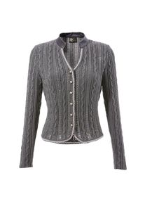 Turi Landhaus Trachtenstrickjacke, Damen, mit sch&ouml;nem Zopfmuster - Made in Europe grau 34 Trachtenstrickjacke mit traditionellem Strickmuster und...