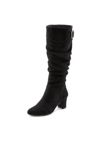Lascana Stiefel, Slouchy Boots mit Langschaft und Zierschnalle VEGAN schwarz 43 Mit komfortablem Blockabsatz