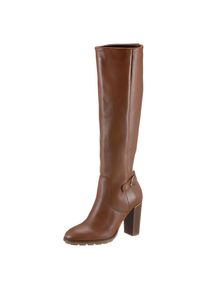 Tommy Hilfiger Stiefel &raquo;BELT HIGH HEEL LONGBOOT&laquo;, mit goldfarbenen Details, in schmaler Form braun 39 cognac Stiefel mit kurzem Innenrei&szlig;verschluss