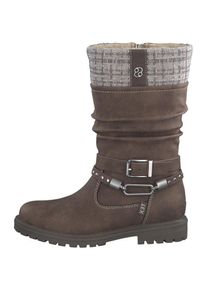 s.Oliver Winterstiefel, mit kariertem Textilkragen braun 32 Mit sch&ouml;nen Zierriemchen und Nietendeko