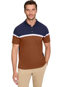 Catamaran Herren Kurzarmshirt aus Baumwolle. Colour Blocking marine-cognac