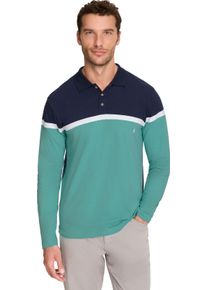Catamaran Herren Langarm-Poloshirt im Colour Blocking-Dessin marine-salbei