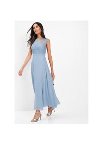 bonprix, Unisex, bonprix Maxikleid &raquo;Maxikleid mit Spitze&laquo; f&uuml;r festliche Anl&auml;sse, vollst&auml;ndig gef&uuml;ttert, taillierte Passform, puderblau, 38, N-Gr, 