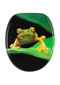 Sanilo, WC-Sitz &raquo;Frosch Gr&uuml;n&laquo; mit Absenkautomatik, gr&uuml;n, schwarz, orange, MDF - Mitteldichte Holzfaserplatte