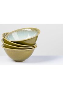 Gipfelst&uuml;ck, gipfelst&uuml;ck M&uuml;slischale &raquo;Flussufer&laquo; 4 Stk. aus Steinzeug Reaktivglasur, aussergew&ouml;hnlicher, visueller Farbverlauf, &Oslash; 15 cm, gr&uuml;n, braun, 