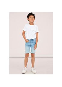 name it, Herren, Jeansshorts &raquo;NKMSILAS SLIM DNM L SHORT&laquo; Baumwollmischung, Stretch, Umschlagsaum, ligth blau denim, 116, N-Gr, Jeansshorts von name it