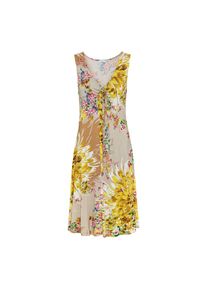 Lascana, Unisex, Lascana Jerseykleid mit Alloverdruck und Bindeband, Tr&auml;gerkleid, Strandkleid, sommerlich, sand, gelb bedruckt, 38, N-Gr, Bindeband am