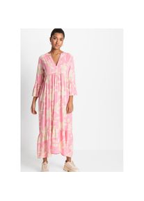 bonprix, Unisex, bonprix Maxikleid &raquo;Maxikleid aus fliessender Viskose&laquo; f&uuml;r modischen Auftritt, aus Viskose, A-Linie, 3/4-&Auml;rmel, knallrosa, hellsand 