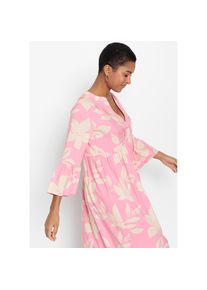 bonprix, Unisex, bonprix Maxikleid &raquo;Maxikleid aus fliessender Viskose&laquo; f&uuml;r modischen Auftritt, aus Viskose, A-Linie, 3/4-&Auml;rmel, knallrosa, hellsand 