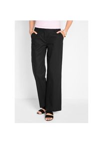 bonprix, Unisex, bonprix Leinenhose aus Leinen-Baumwoll-Mix, Loose Fit, komfortable Leibh&ouml;he, schwarz, 52, N-Gr, Leinenhose mit lockerer Passform f&uuml;r 