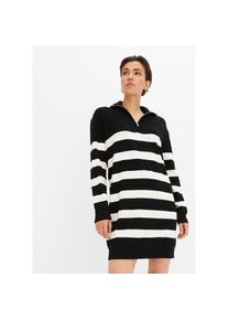 bonprix, Unisex, bonprix Strickkleid aus Viskose und Polyamid, gerade Passform, mit Streifenmuster, schwarz, elfenbein gestreift, 36/38 (S), N-Gr, 