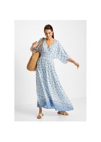 bonprix, Unisex, bonprix Maxikleid &raquo;Maxikleid aus reiner Viskose&laquo; aus Viskose, ausgestellte Passform, eleganter Stil, mit Druck, blau gebl&uuml;mt, 36, N-