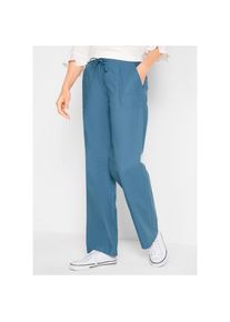 bonprix, Unisex, bonprix Leinenhose Loose Fit, mit Kordelzugbund, mit Eingrifftaschen, mit Ges&auml;sstaschen, jeansblau, 38, N-Gr, Grosse Eingrifftaschen 