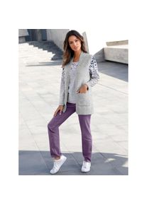 Inspirationen, Unisex, Longweste, hellgrau, meliert, 46, aus weichem Melange-Garn