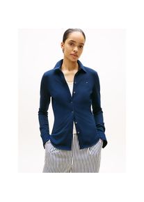 Tommy Hilfiger, Unisex, Langarmbluse &raquo;SLIM PIQUE&laquo; Baumwollmischung, slim fit, schwarz night navy, XS (34), Slim Fit Hemdbluse von Tommy Hilfiger