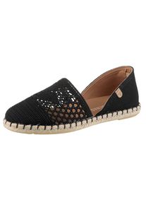 VERBENAS, Unisex, VERBENAS Espadrille &raquo;Carmen Crochet-Lino Paris&laquo; , Slipper, Sommerschuh, Strandschuh im H&auml;kel-Look, schwarz, 40, Im angesagtem H&auml;kel-