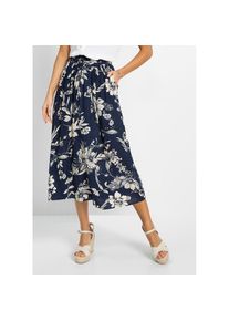 bonprix, Unisex, bonprix Maxirock aus Viskose, Maxil&auml;nge, lockere Passform, bedrucktes Design, dunkelblau, kieselbeige floral, 50, Maxirock aus 