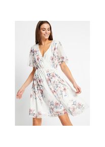 bonprix, Unisex, bonprix Minikleid f&uuml;r den Alltag, aus Polyester und Elasthan, ausgestellte Passform, wei&szlig; gebl&uuml;mt, 52/54 (XXL), N-Gr, Minikleid mit 