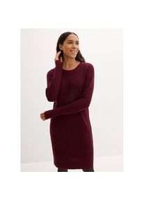 bonprix, Unisex, bonprix Strickkleid Oversize-Rippstrick, bequeme Passform, seitliche Schlitze, dunkelbeere, 48/50 (XL), N-Gr, Strickkleid im Oversize