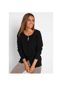 bonprix, Unisex, bonprix Strickjacke gerade Passform, unifarben, aus Baumwollmischung, mit Knopfleiste, schwarz, 36/38 (S), Strickjacke als 